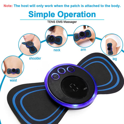 19 Intensity EMS Neck Electric Massager Patch Pulse Muscle Stimulator Gel Pad Relieve Fatigue Cervical Massage Sticker 8 Modes
