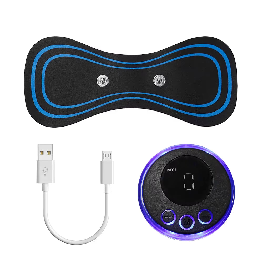 19 Intensity EMS Neck Electric Massager Patch Pulse Muscle Stimulator Gel Pad Relieve Fatigue Cervical Massage Sticker 8 Modes